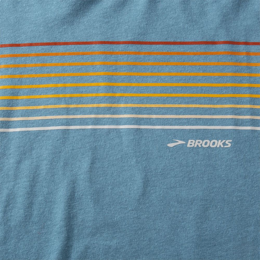 Brooks Distance Long Sleeve 2.0 Férfi Póló Kék/Csíkok | HU237594