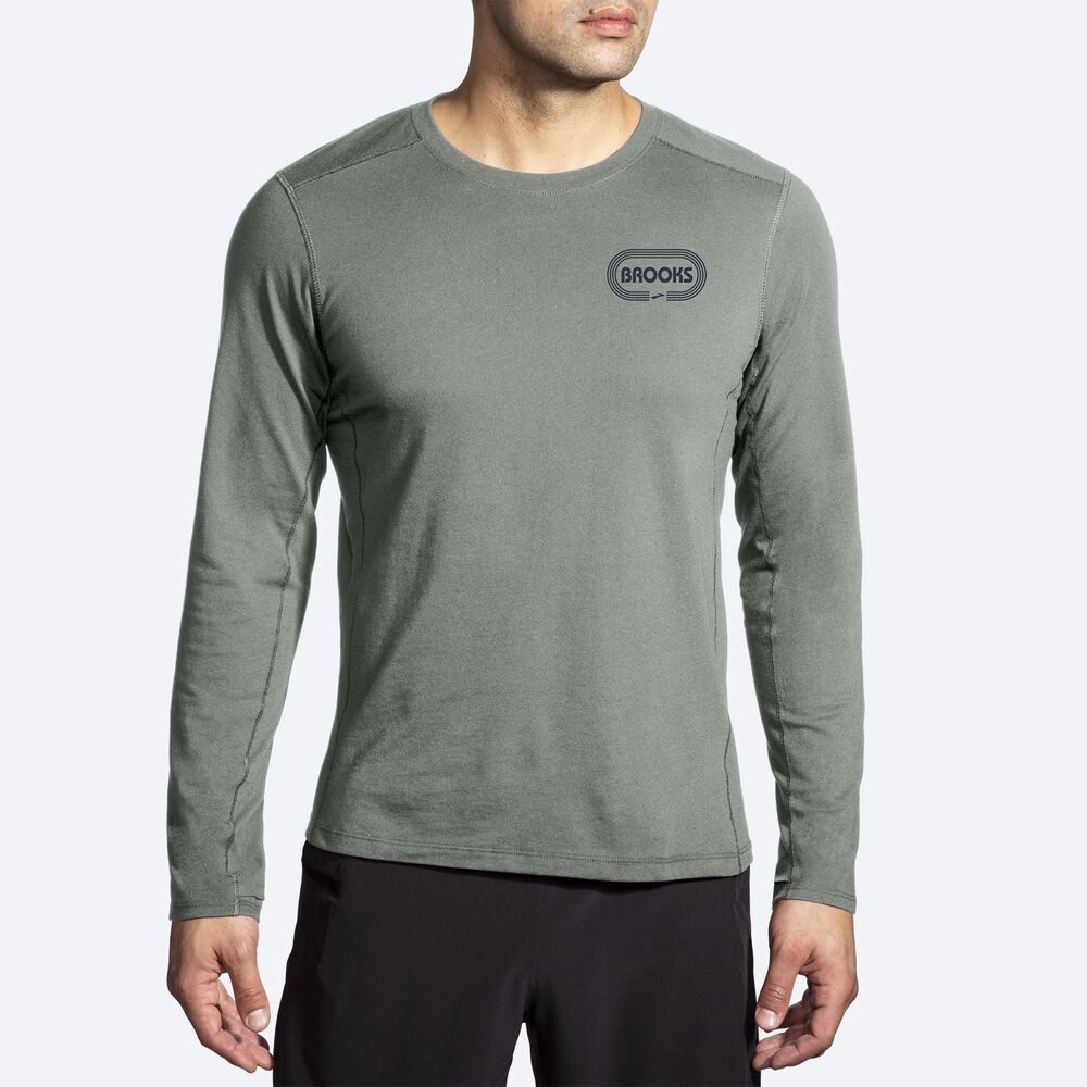 Brooks Distance Long Sleeve 2.0 Férfi Póló Zöld | HU983256