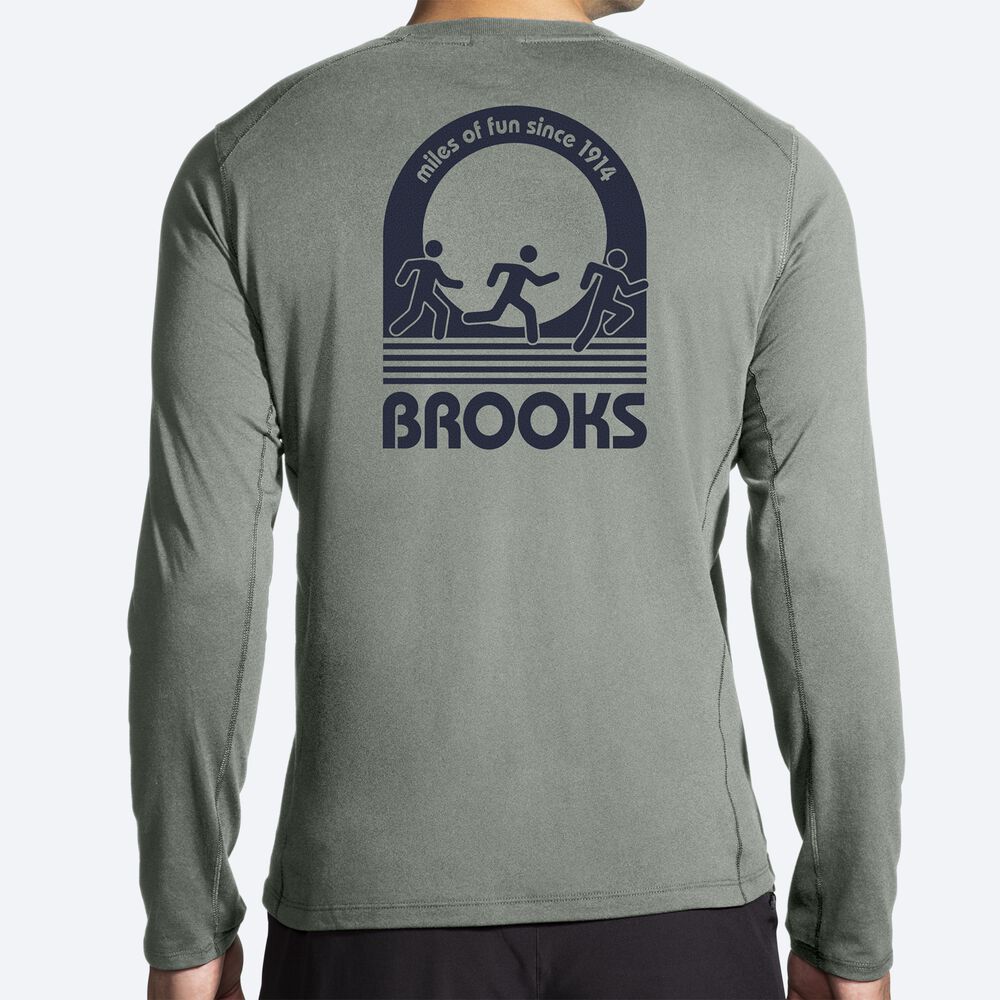 Brooks Distance Long Sleeve 2.0 Férfi Póló Zöld | HU983256