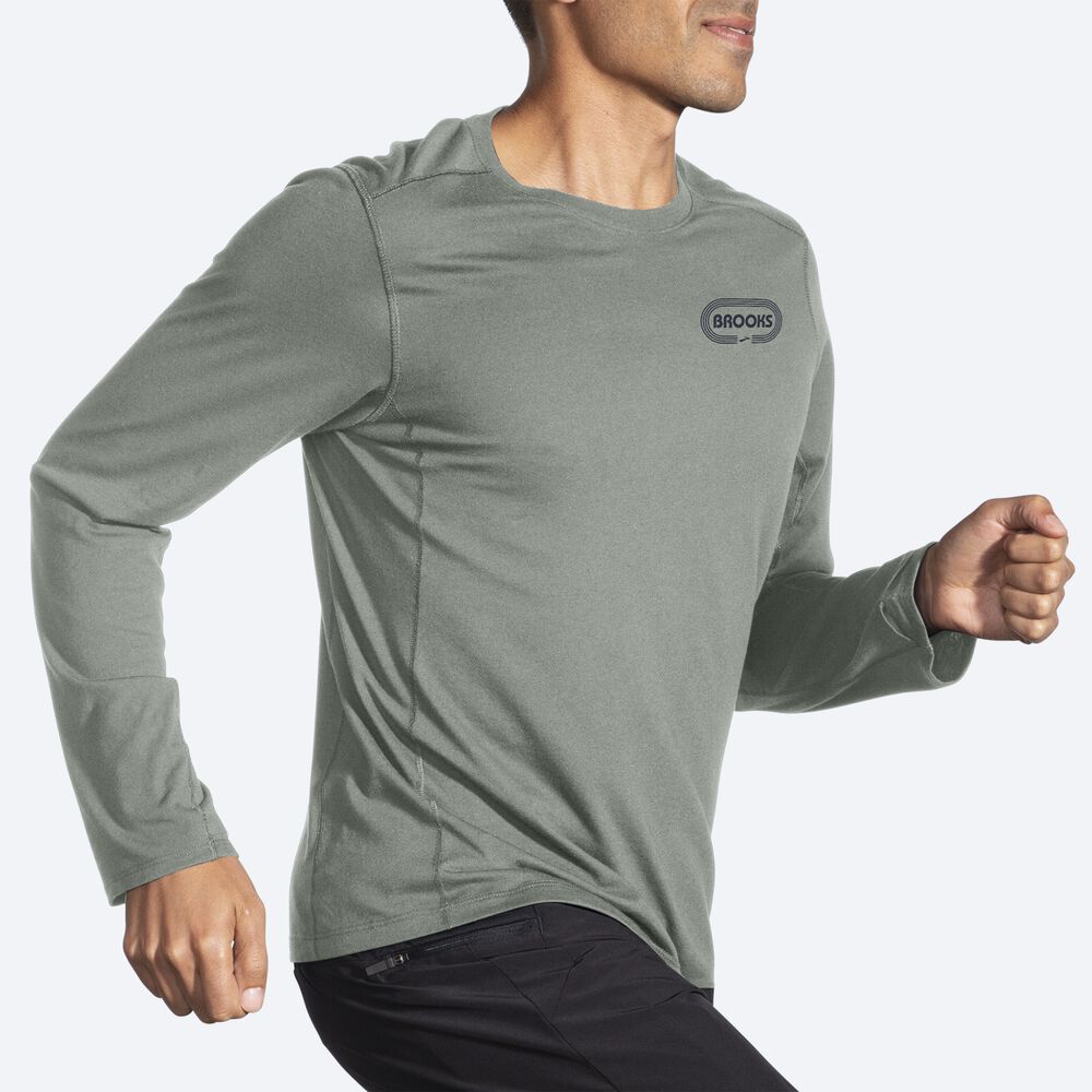 Brooks Distance Long Sleeve 2.0 Férfi Póló Zöld | HU983256