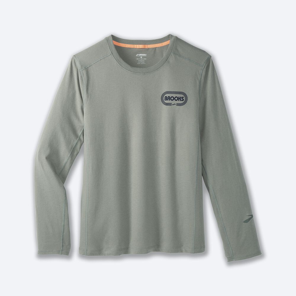 Brooks Distance Long Sleeve 2.0 Férfi Póló Zöld | HU983256