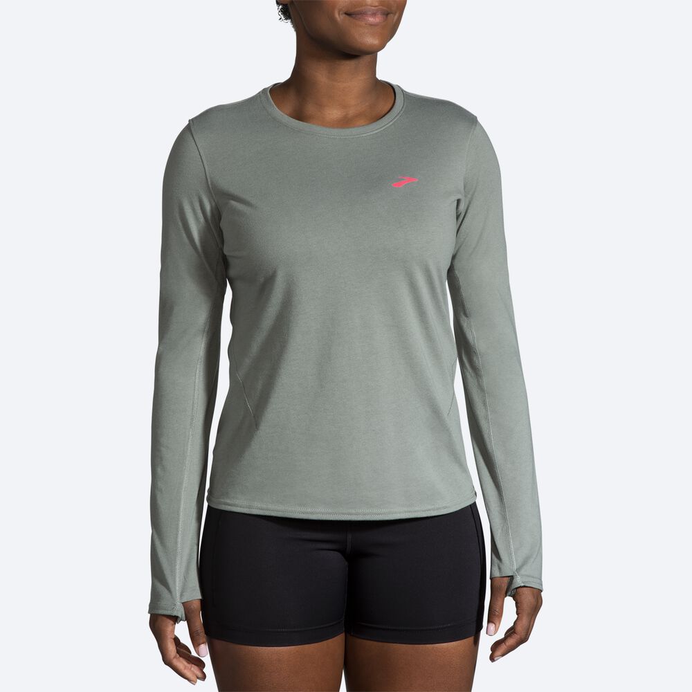 Brooks Distance Long Sleeve 2.0 Női Póló Zöld | HU637049