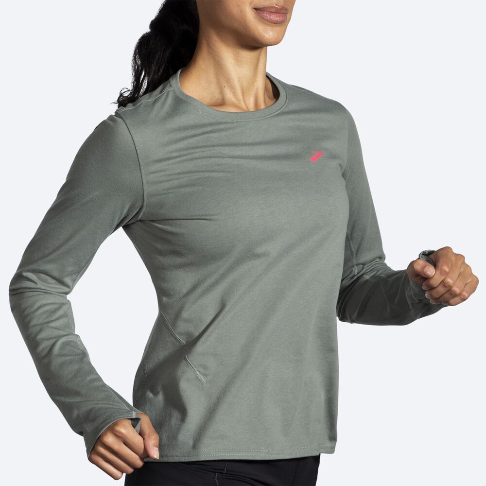 Brooks Distance Long Sleeve 2.0 Női Póló Zöld | HU637049