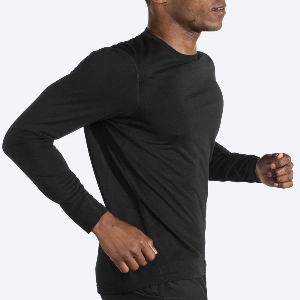 Brooks Distance Long Sleeve Férfi Póló Fekete | HU081236