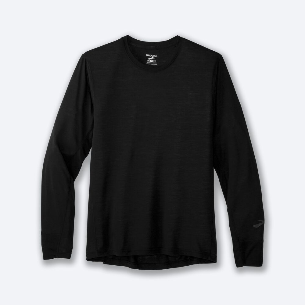 Brooks Distance Long Sleeve Férfi Póló Fekete | HU081236