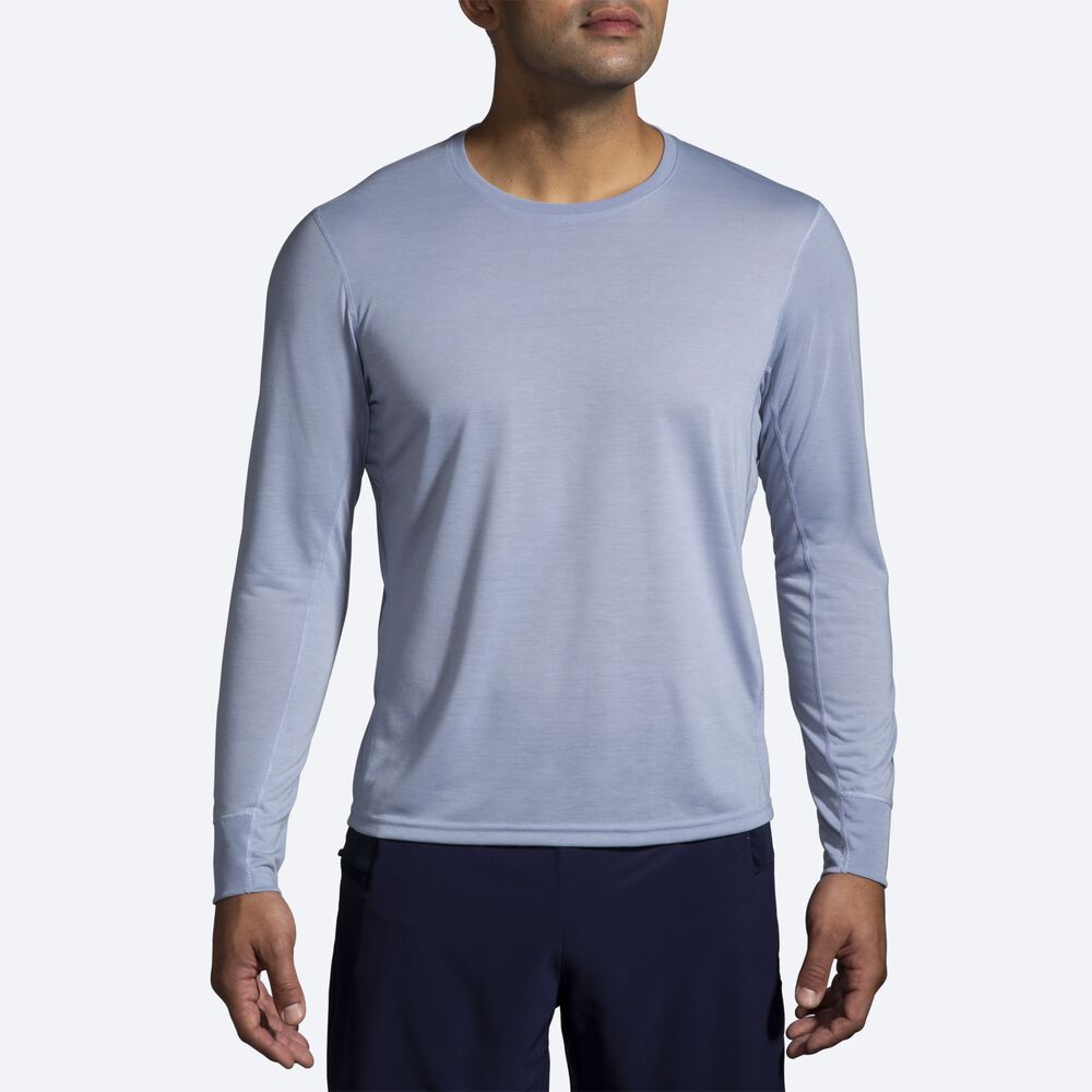 Brooks Distance Long Sleeve Férfi Póló Kék | HU746189