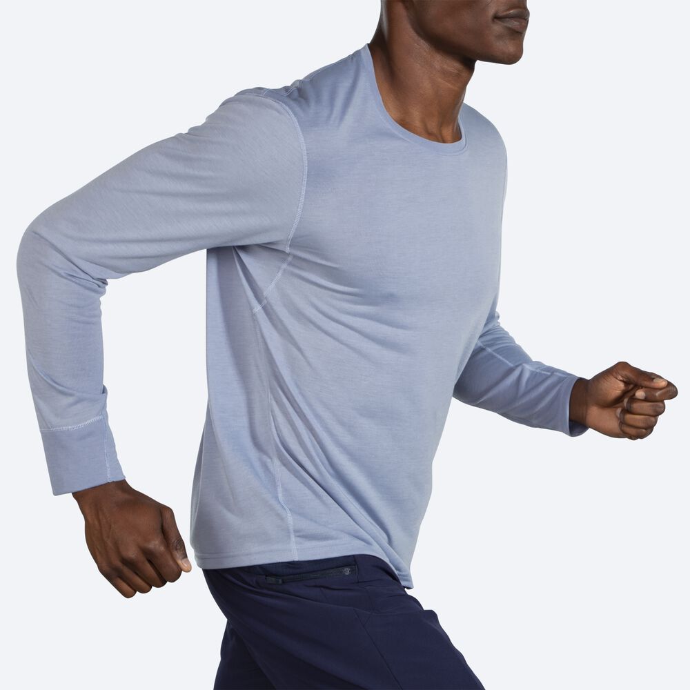 Brooks Distance Long Sleeve Férfi Póló Kék | HU746189