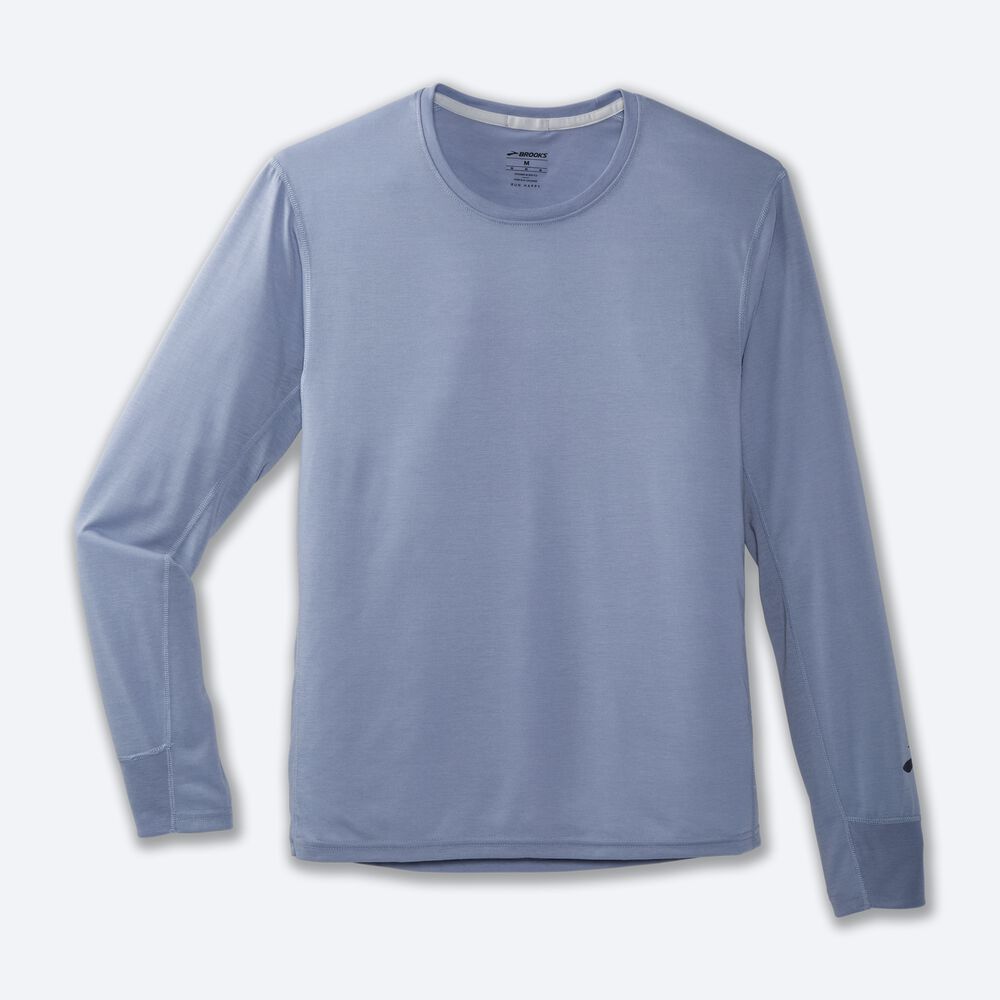 Brooks Distance Long Sleeve Férfi Póló Kék | HU746189