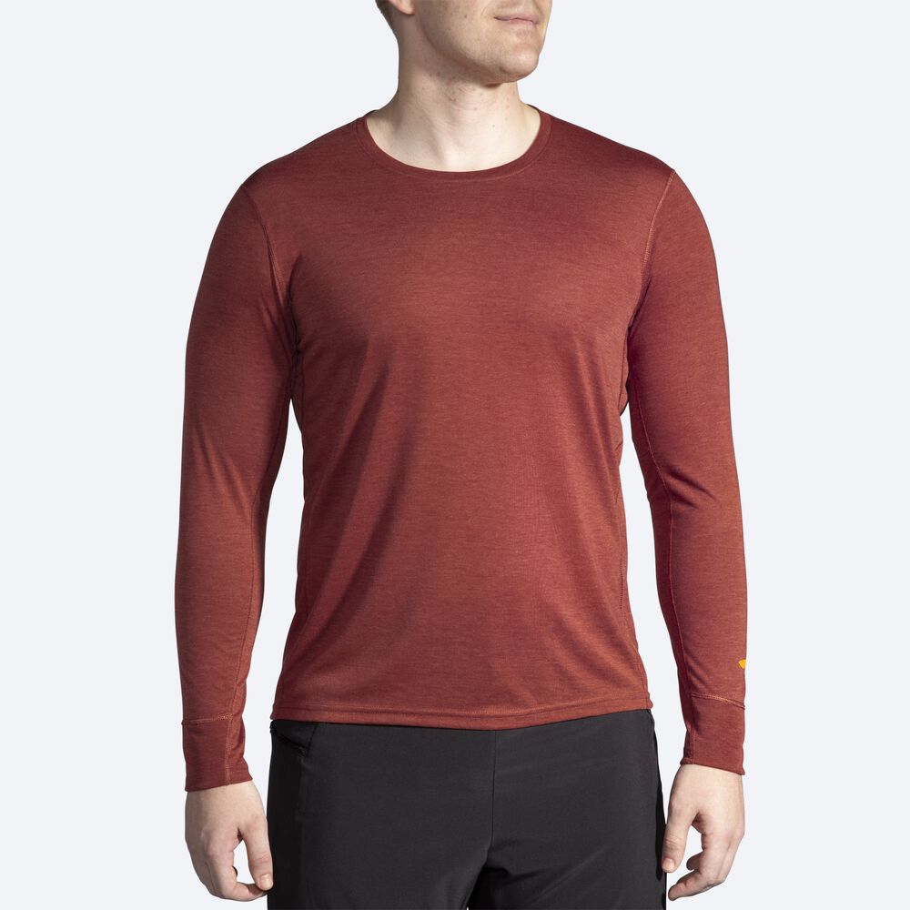 Brooks Distance Long Sleeve Férfi Póló Réz | HU984302