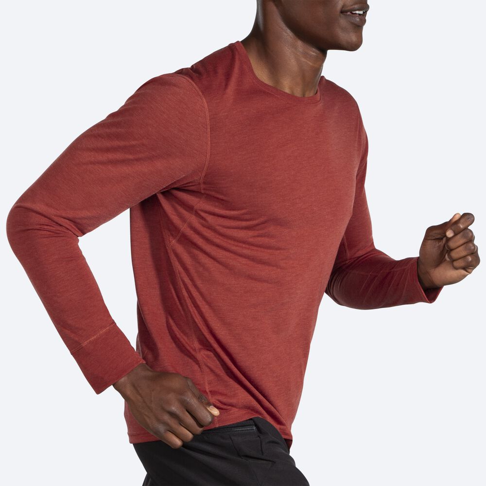 Brooks Distance Long Sleeve Férfi Póló Réz | HU984302