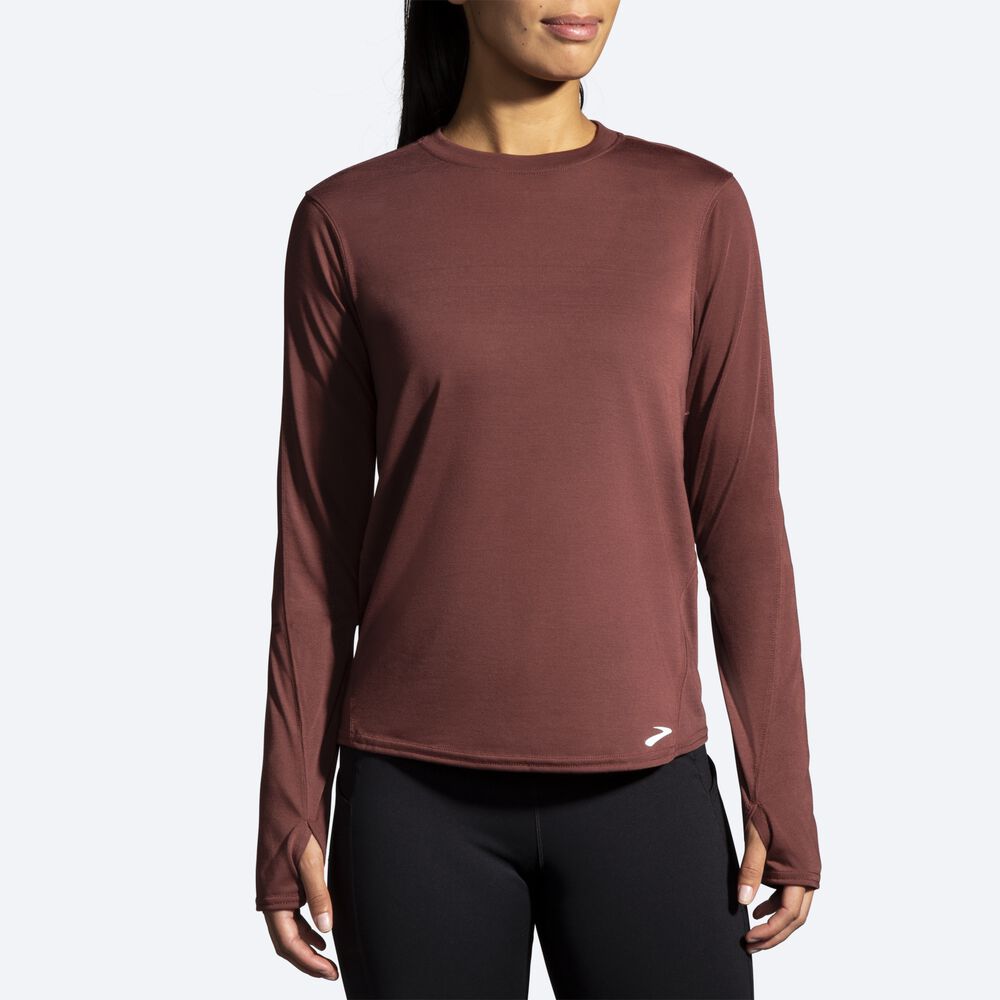 Brooks Distance Long Sleeve Női Póló Csokoládé | HU513072