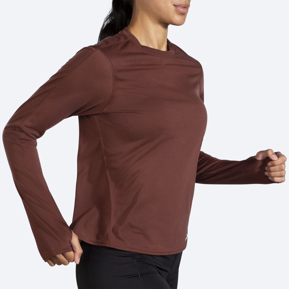 Brooks Distance Long Sleeve Női Póló Csokoládé | HU513072