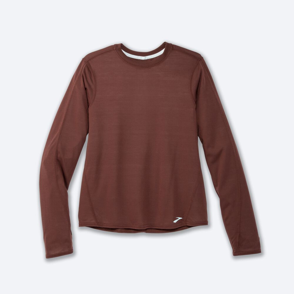 Brooks Distance Long Sleeve Női Póló Csokoládé | HU513072