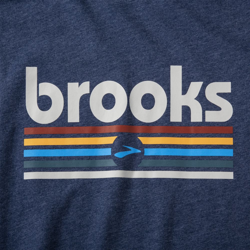 Brooks Distance Short Sleeve 2.0 Férfi Póló Sötétkék/Csíkok | HU135208