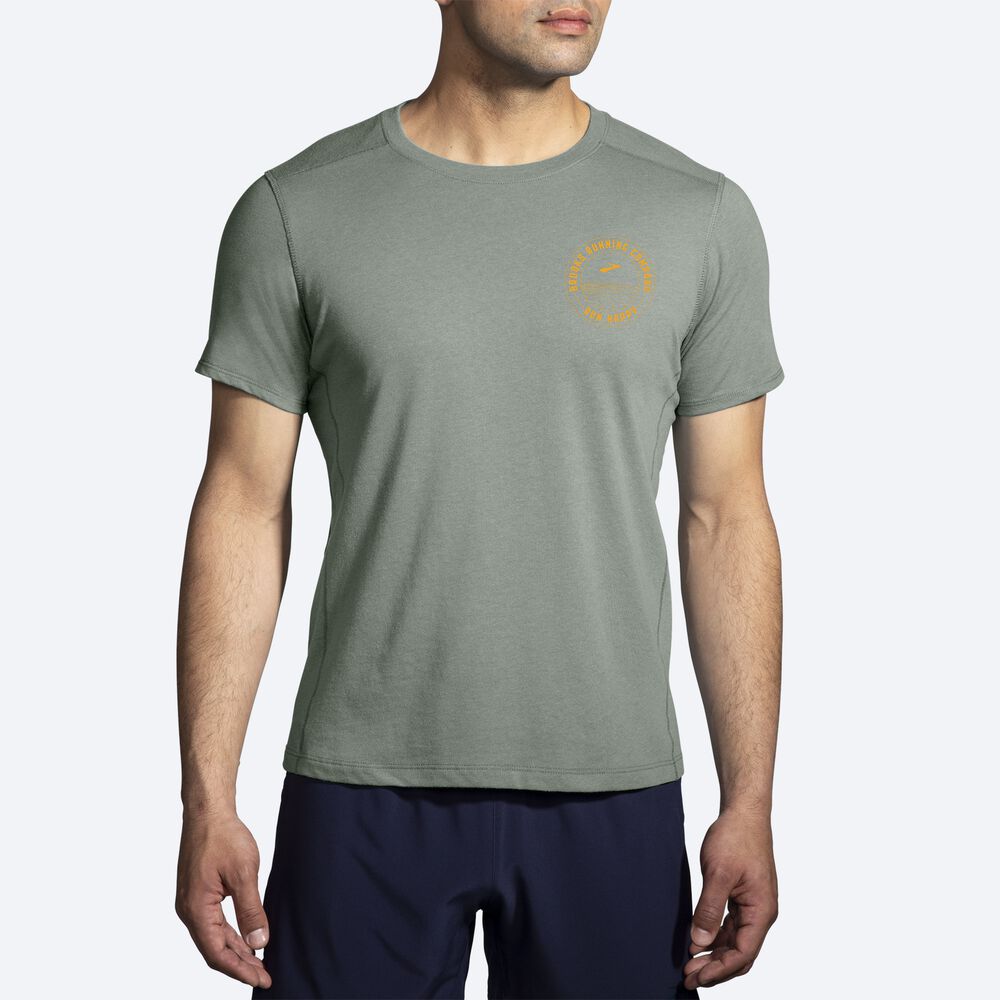 Brooks Distance Short Sleeve 2.0 Férfi Póló Zöld | HU462139