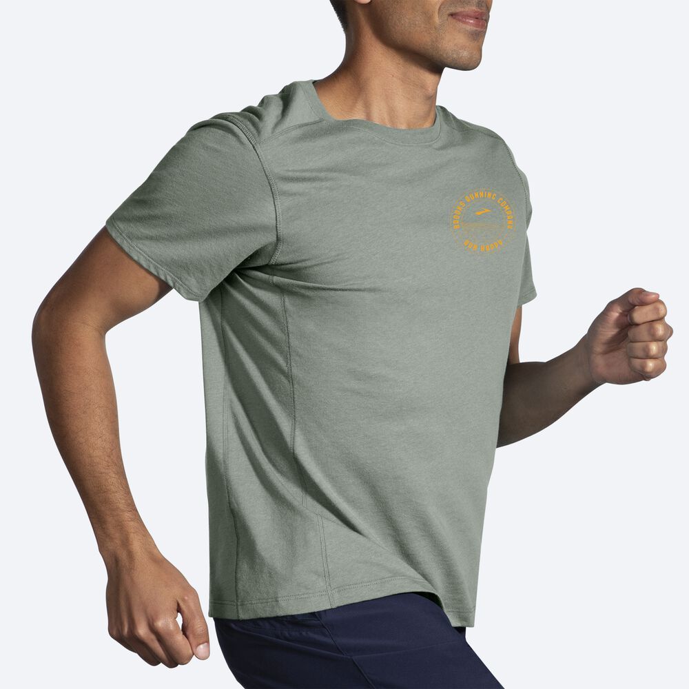 Brooks Distance Short Sleeve 2.0 Férfi Póló Zöld | HU462139