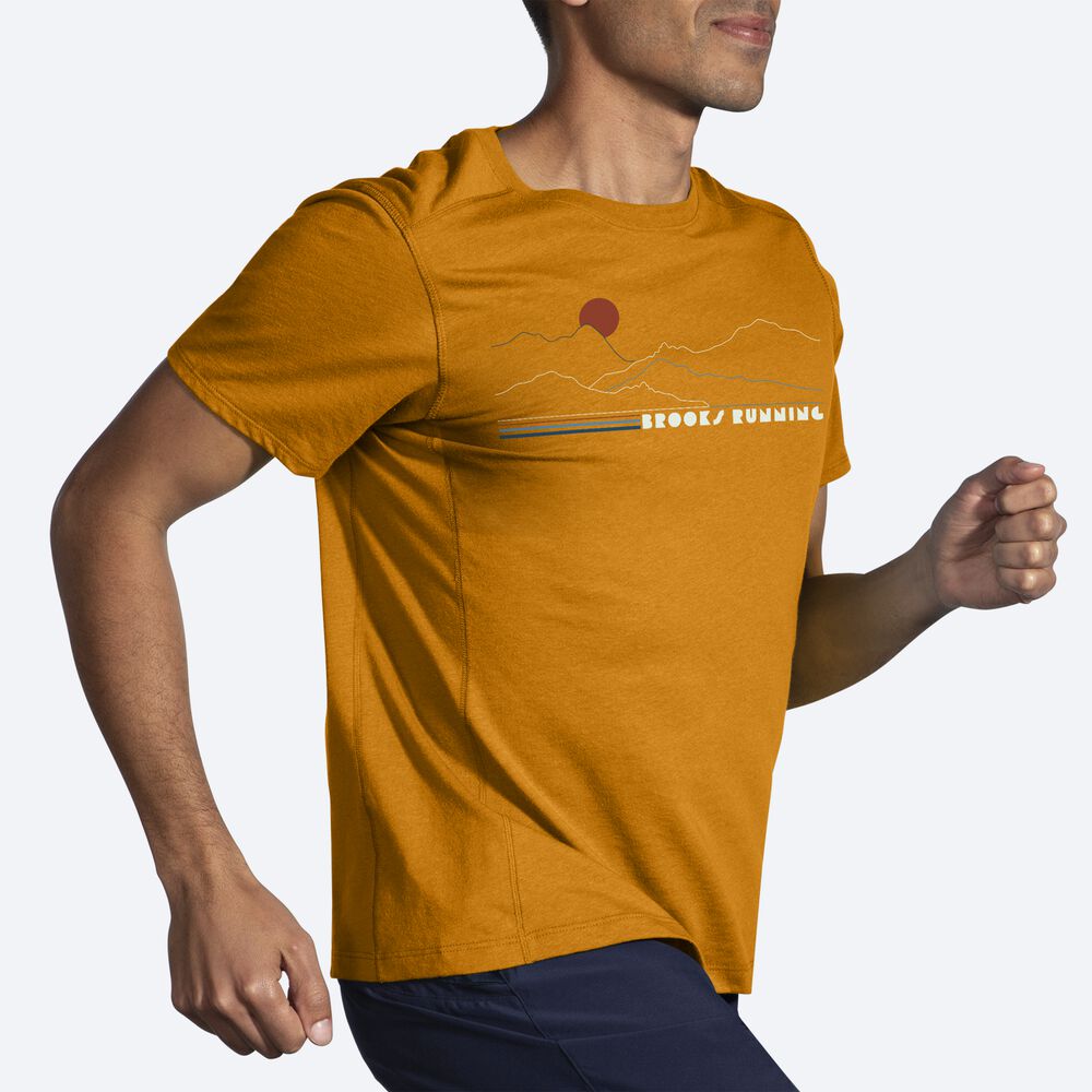 Brooks Distance Short Sleeve 2.0 Férfi Póló Sárga | HU563094