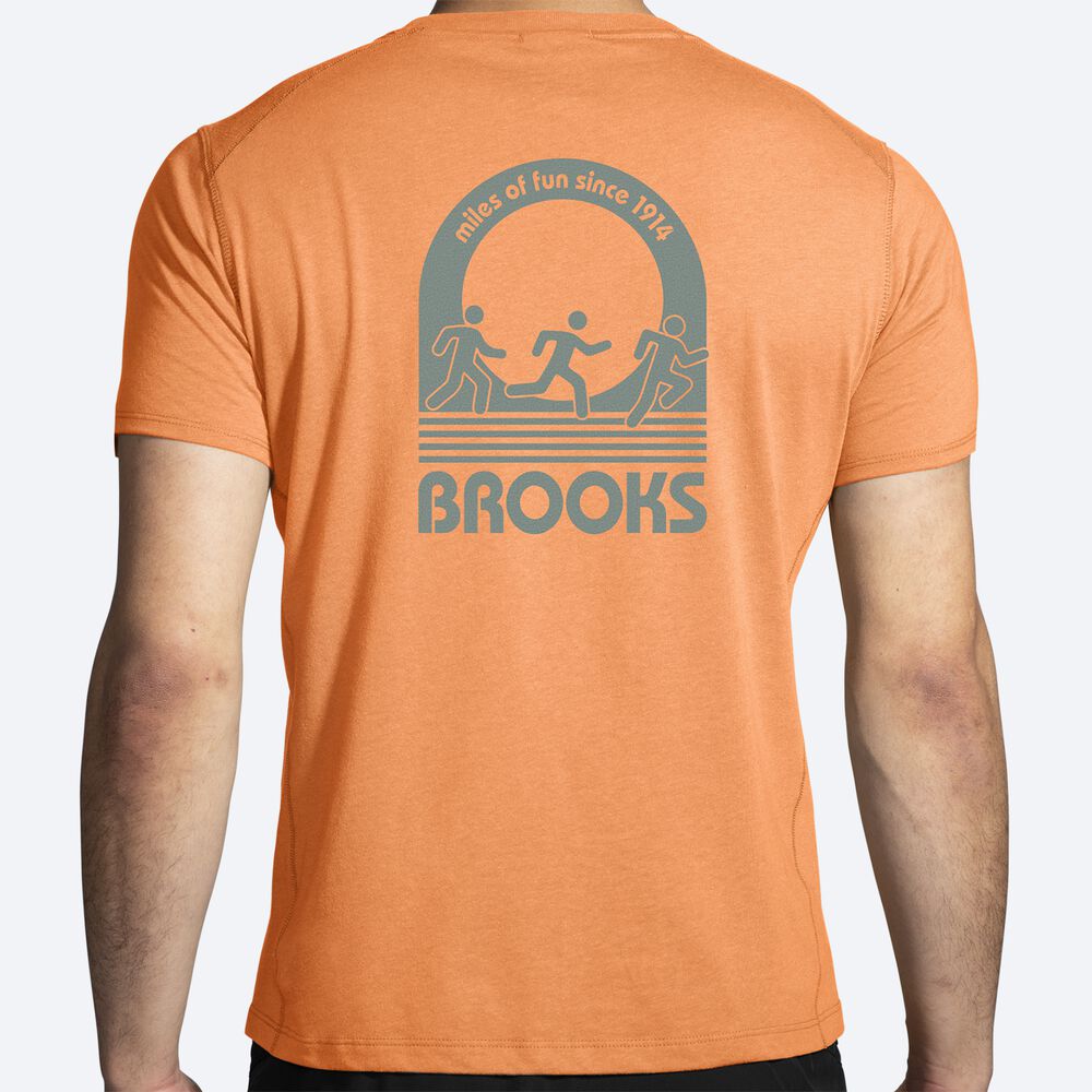 Brooks Distance Short Sleeve 2.0 Férfi Póló Narancssárga | HU627985