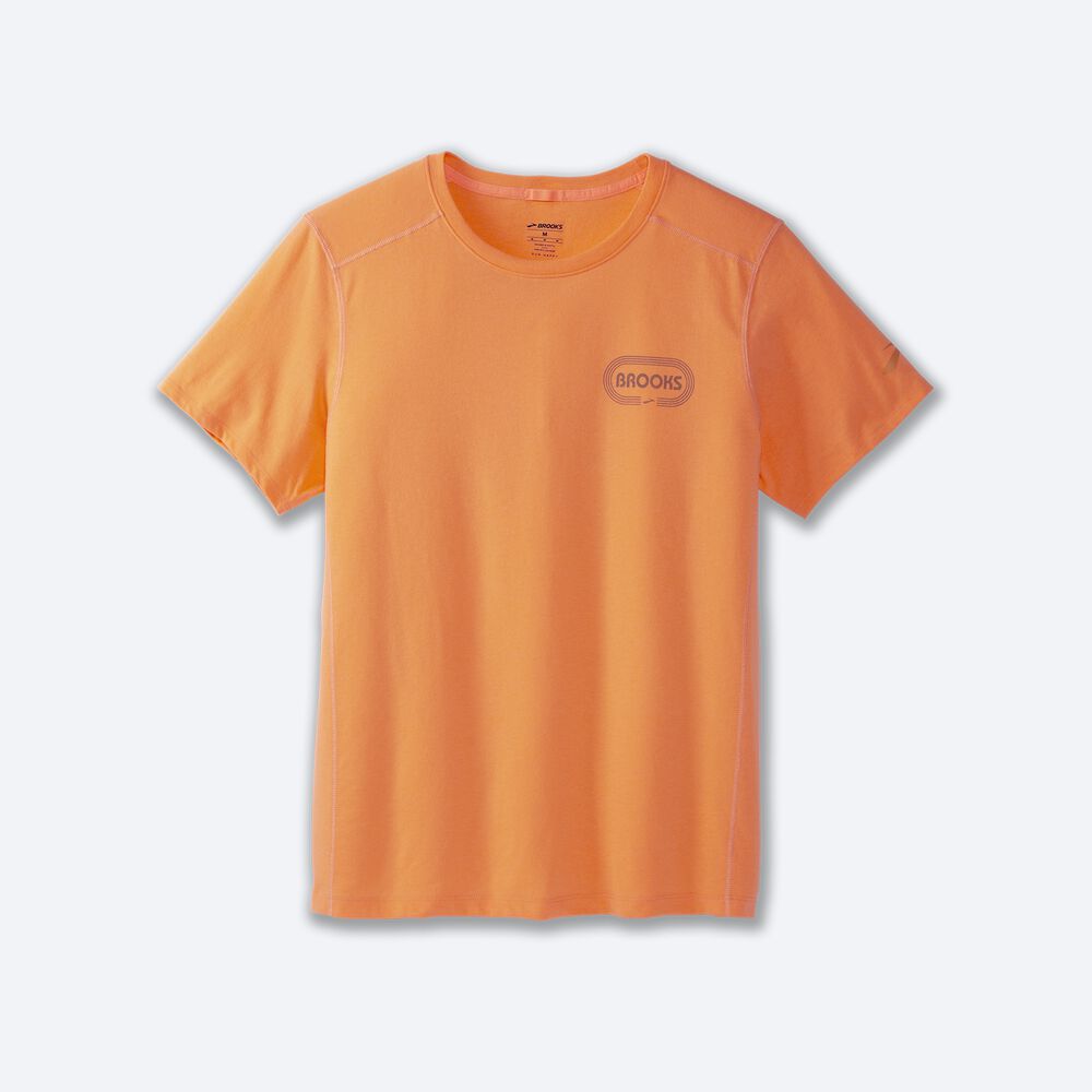 Brooks Distance Short Sleeve 2.0 Férfi Póló Narancssárga | HU627985