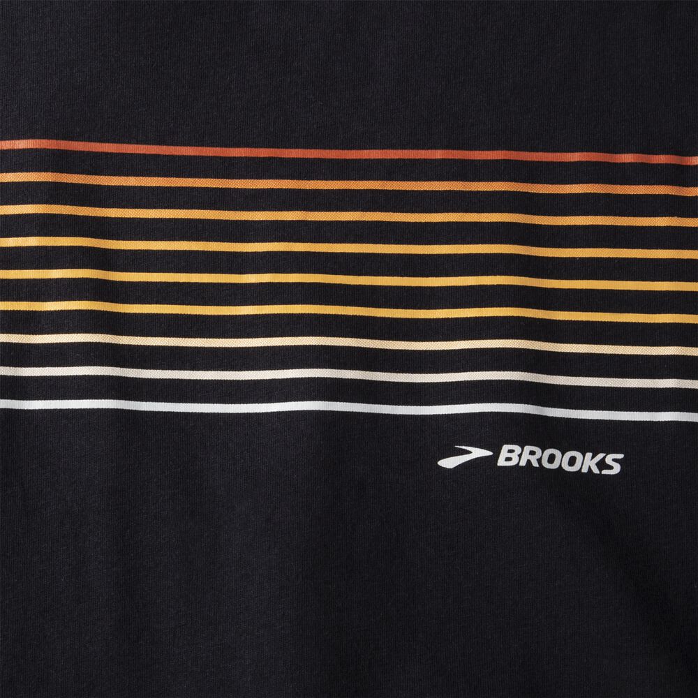 Brooks Distance Short Sleeve 2.0 Férfi Póló Fekete/Csíkok | HU729465