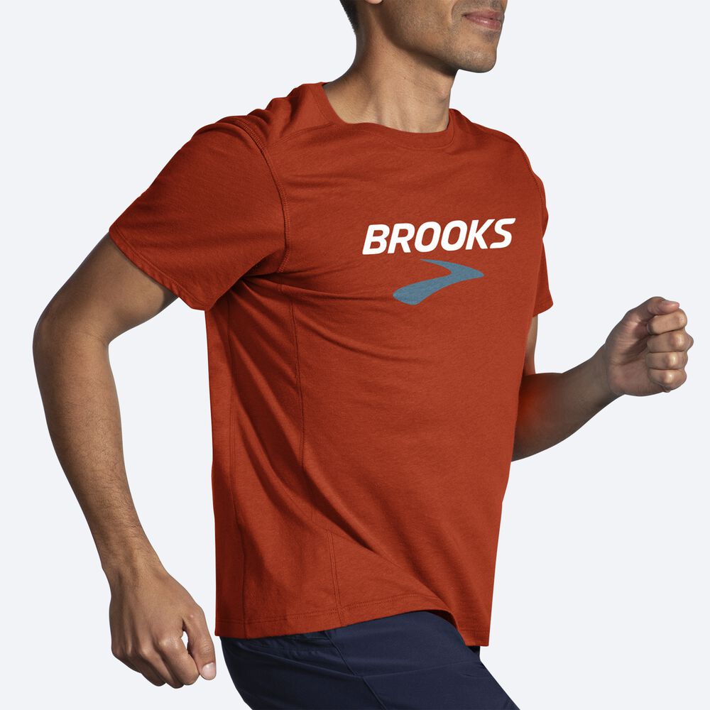 Brooks Distance Short Sleeve 2.0 Férfi Póló Piros | HU860754