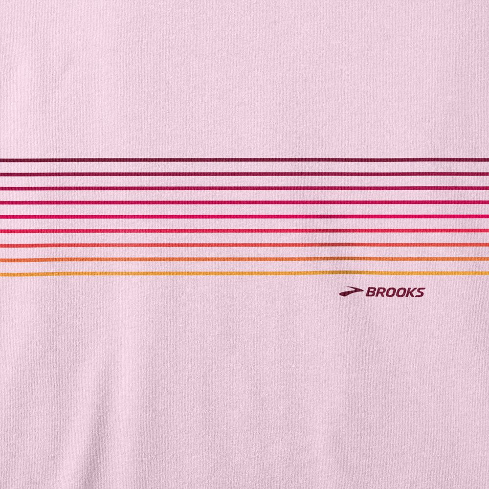 Brooks Distance Short Sleeve 2.0 Női Póló Rózsaszín/Csíkok | HU053784