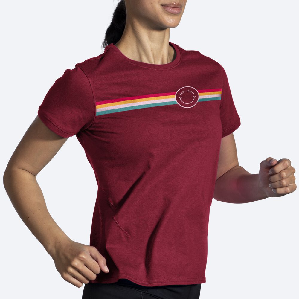 Brooks Distance Short Sleeve 2.0 Női Póló Színes Csíkok | HU148725