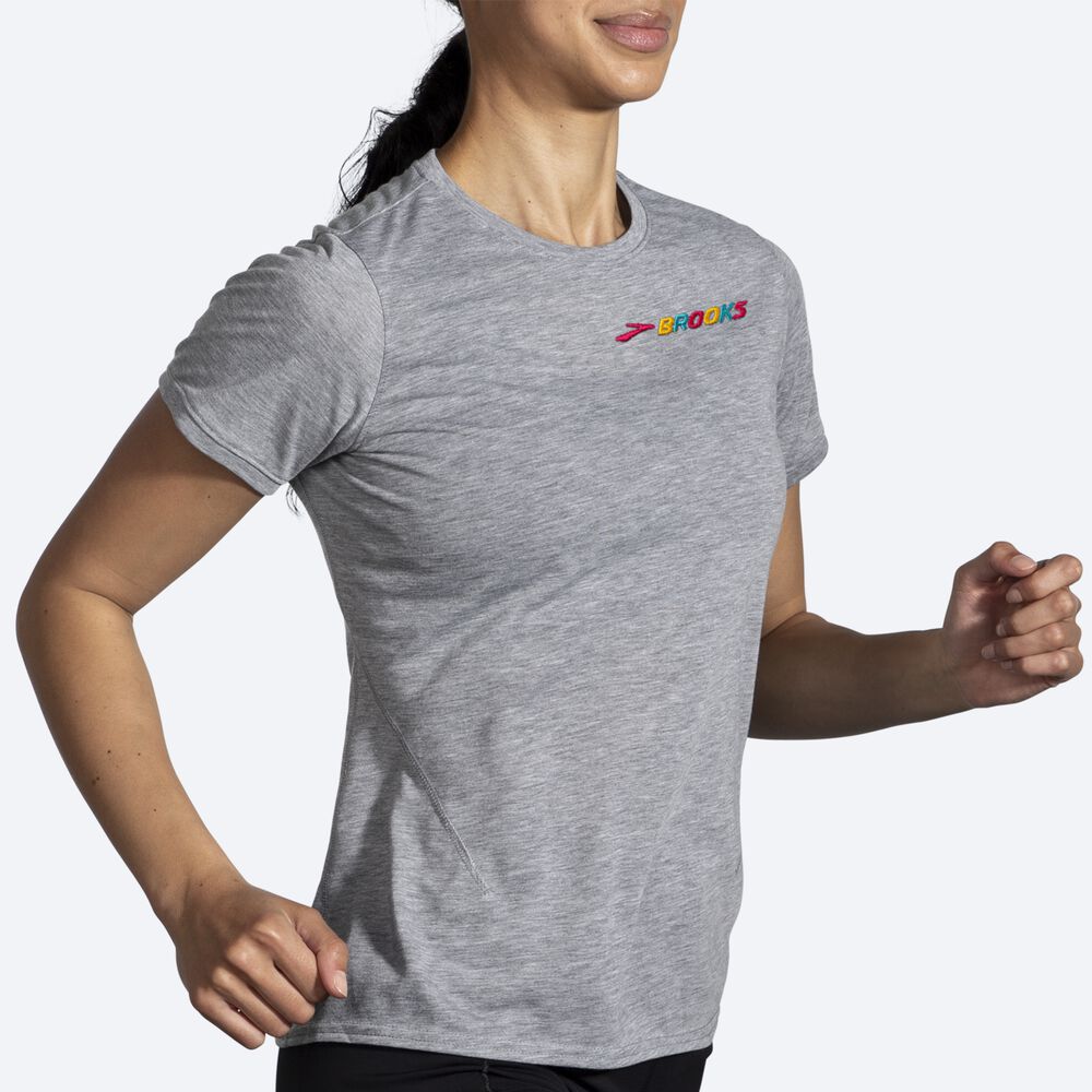 Brooks Distance Short Sleeve 2.0 Női Póló Szürke/Színes | HU419658