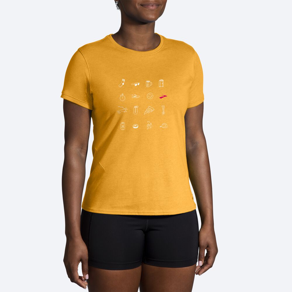 Brooks Distance Short Sleeve 2.0 Női Póló Narancssárga | HU523718