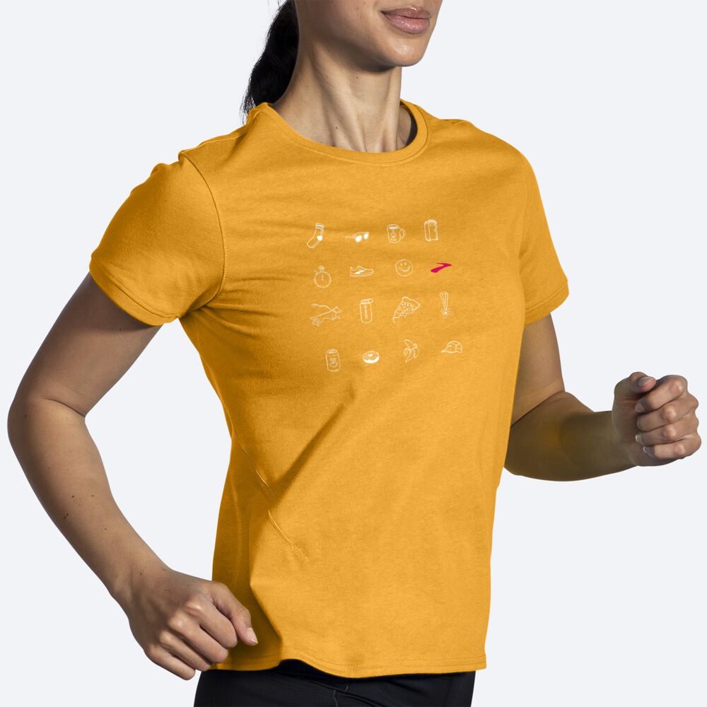 Brooks Distance Short Sleeve 2.0 Női Póló Narancssárga | HU523718