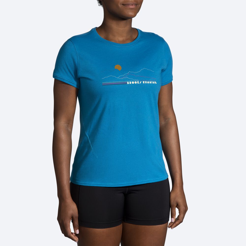 Brooks Distance Short Sleeve 2.0 Női Póló Kék | HU874251