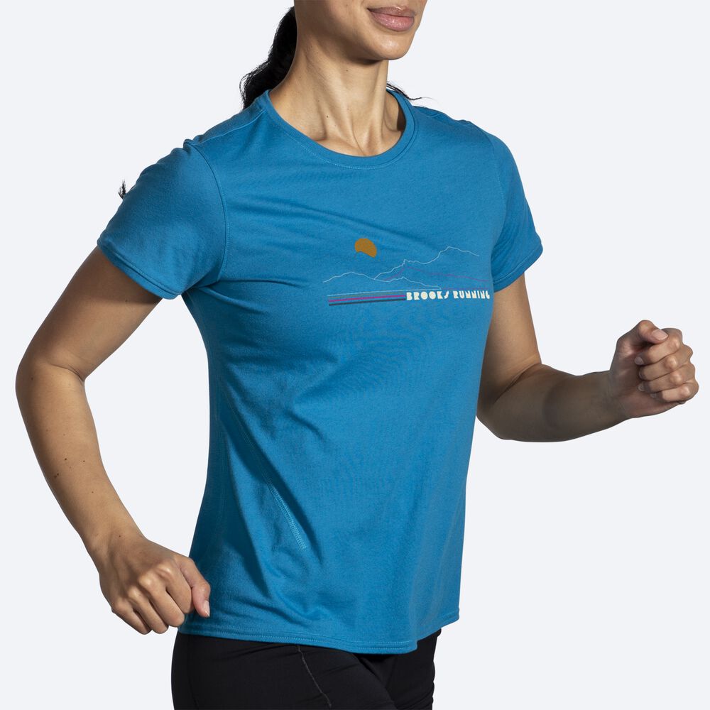 Brooks Distance Short Sleeve 2.0 Női Póló Kék | HU874251