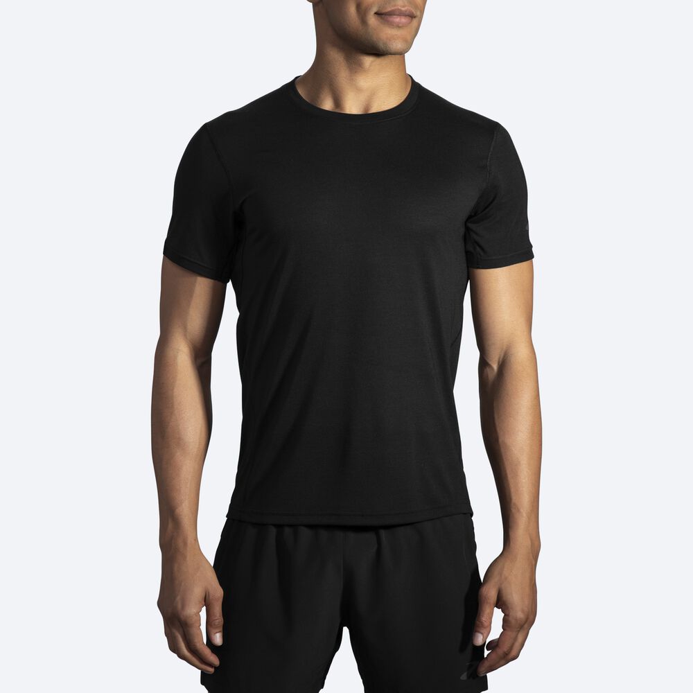 Brooks Distance Short Sleeve Férfi Póló Fekete | HU018947