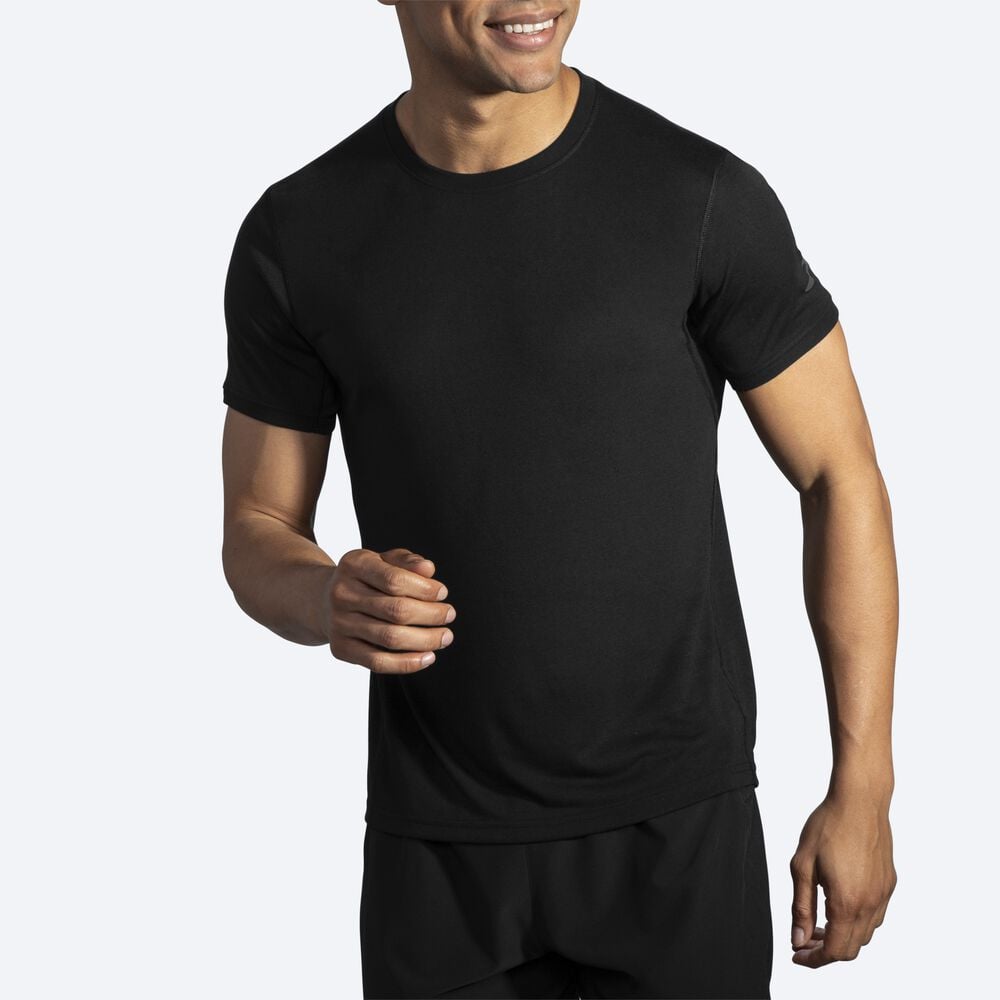 Brooks Distance Short Sleeve Férfi Póló Fekete | HU018947