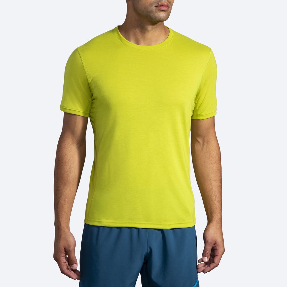 Brooks Distance Short Sleeve Férfi Póló Sárga | HU143609