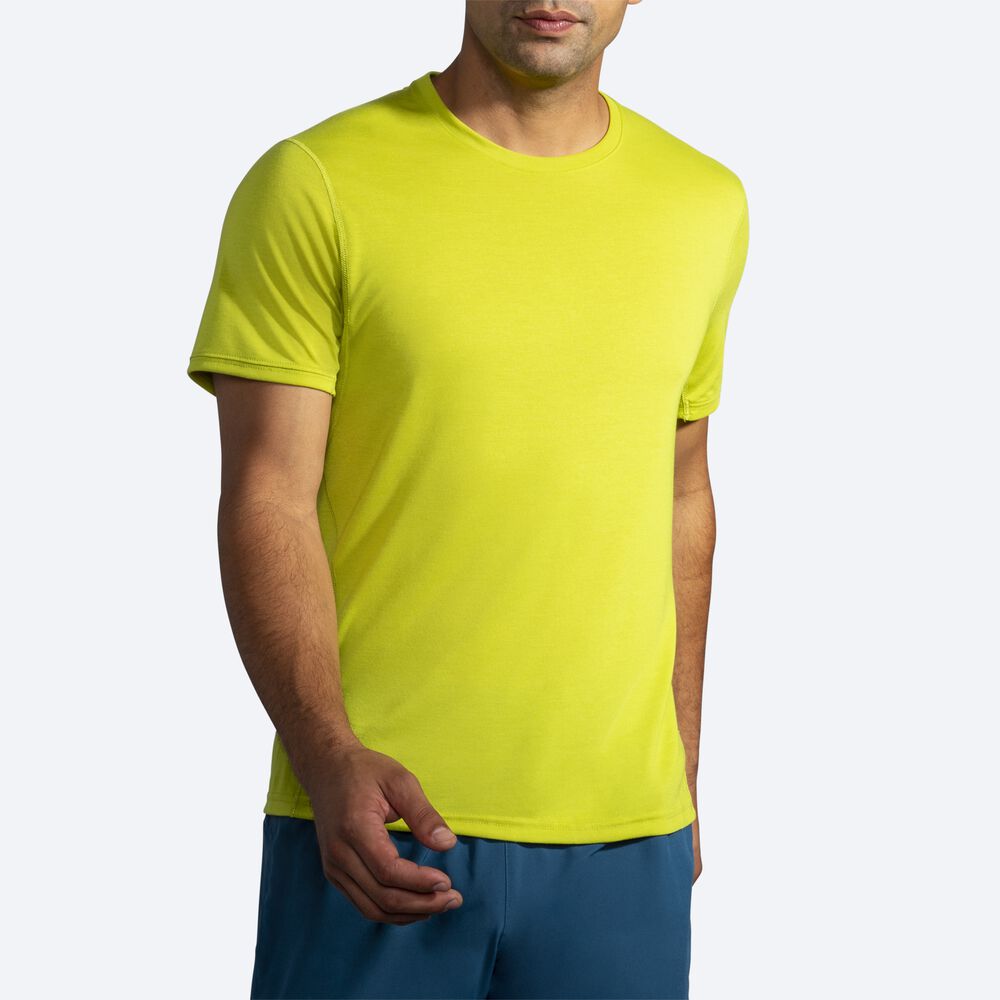 Brooks Distance Short Sleeve Férfi Póló Sárga | HU143609