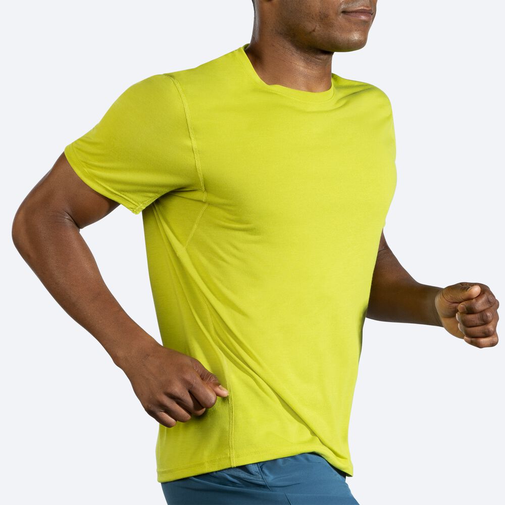 Brooks Distance Short Sleeve Férfi Póló Sárga | HU143609