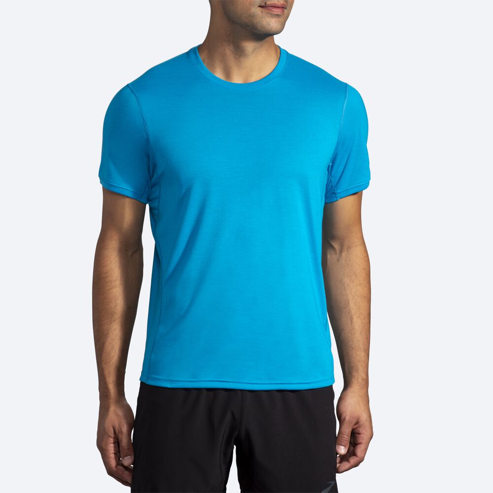 Brooks Distance Short Sleeve Férfi Póló Kék | HU276134