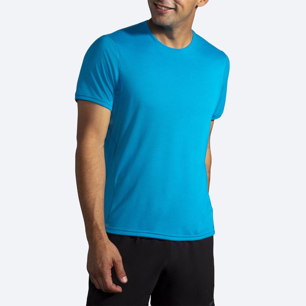 Brooks Distance Short Sleeve Férfi Póló Kék | HU276134