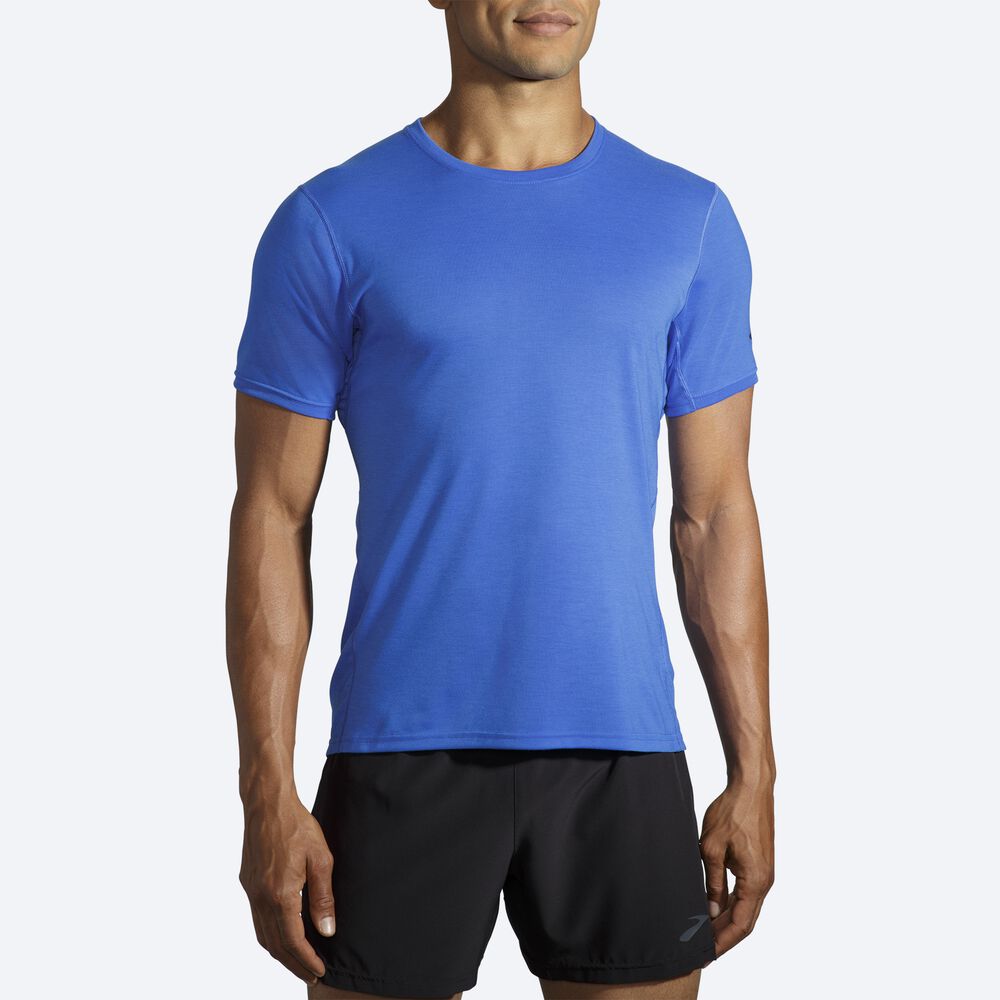 Brooks Distance Short Sleeve Férfi Póló Kék | HU534016