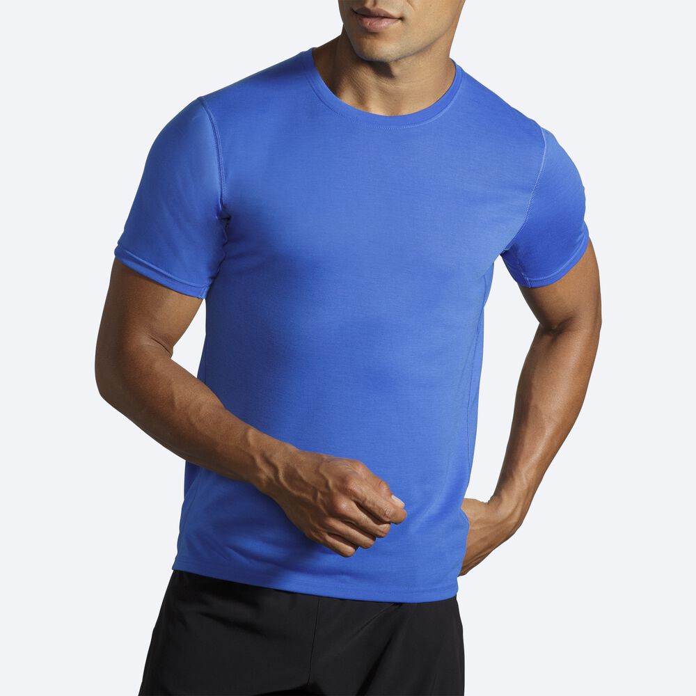 Brooks Distance Short Sleeve Férfi Póló Kék | HU534016