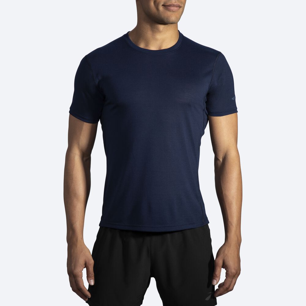 Brooks Distance Short Sleeve Férfi Póló Sötétkék | HU926703