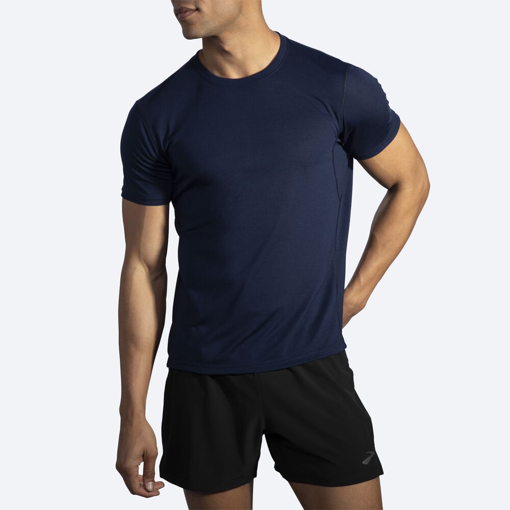 Brooks Distance Short Sleeve Férfi Póló Sötétkék | HU926703