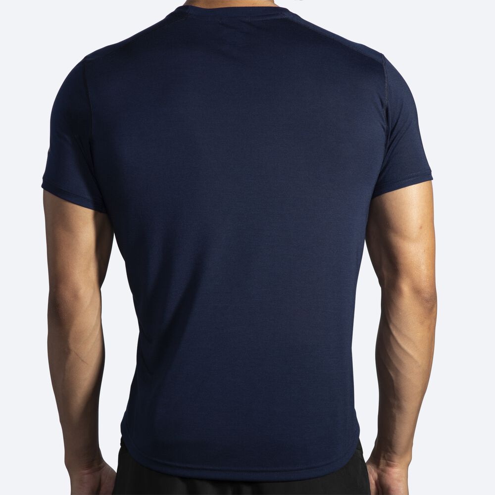 Brooks Distance Short Sleeve Férfi Póló Sötétkék | HU926703