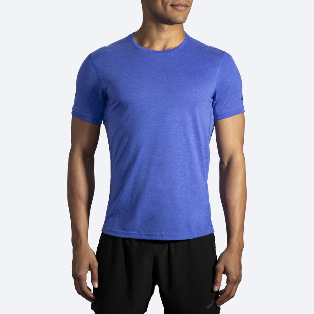 Brooks Distance Short Sleeve Férfi Póló Kék | HU938640