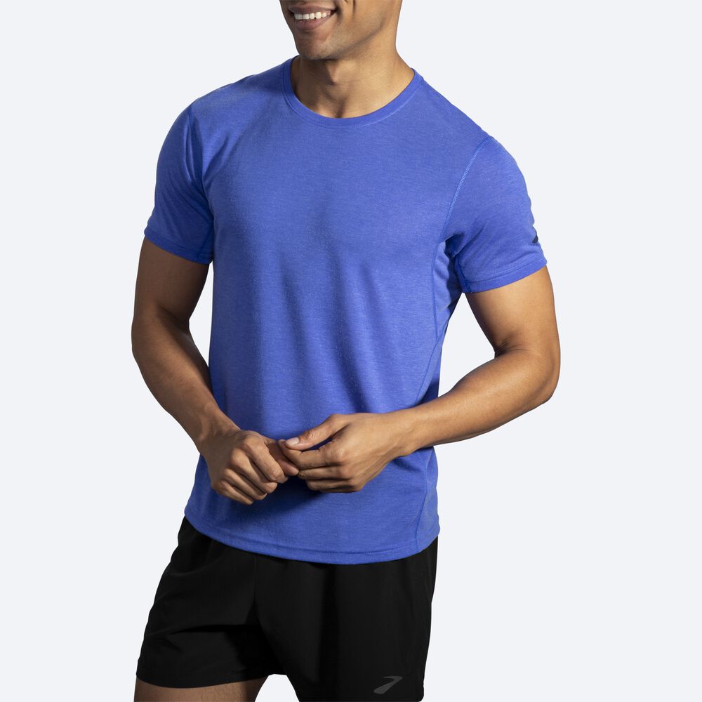 Brooks Distance Short Sleeve Férfi Póló Kék | HU938640