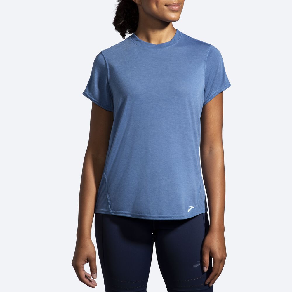 Brooks Distance Short Sleeve Női Póló Kék Szürke | HU294137