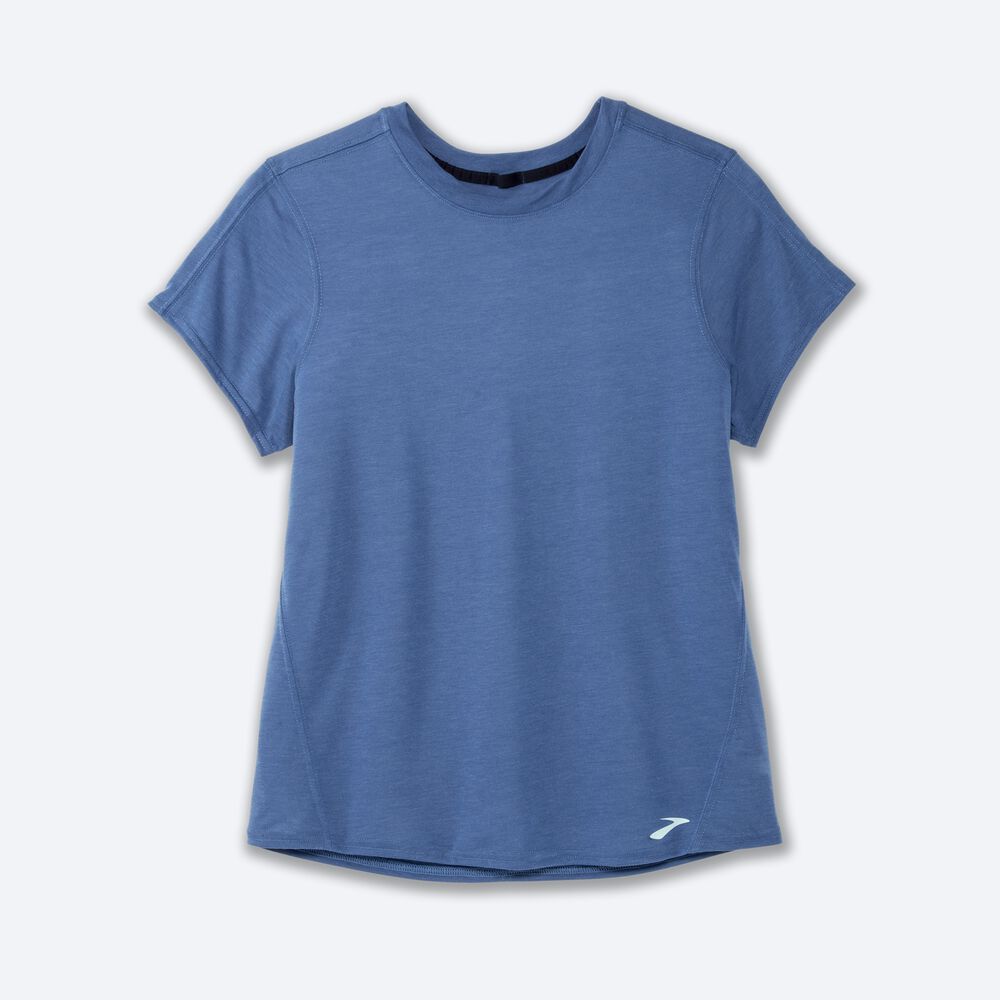 Brooks Distance Short Sleeve Női Póló Kék Szürke | HU294137