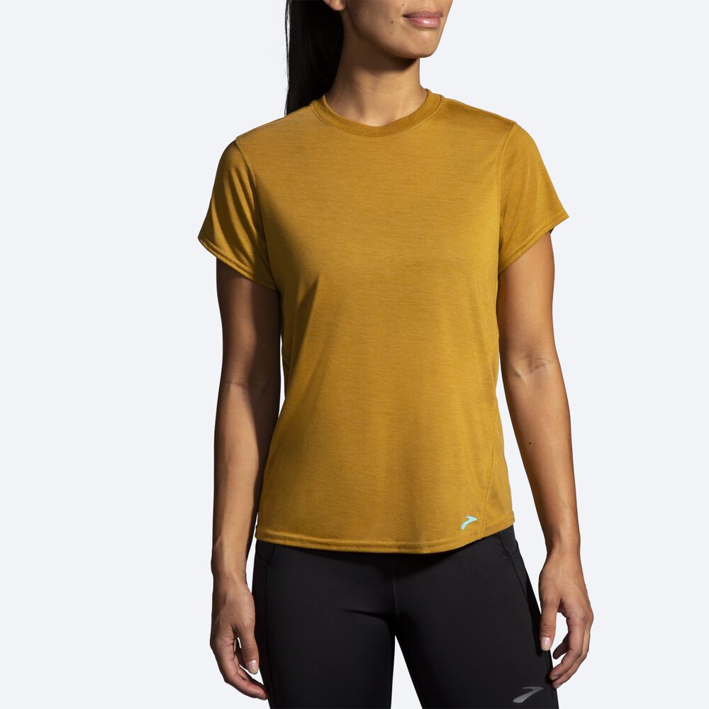 Brooks Distance Short Sleeve Női Póló Olivazöld | HU162908