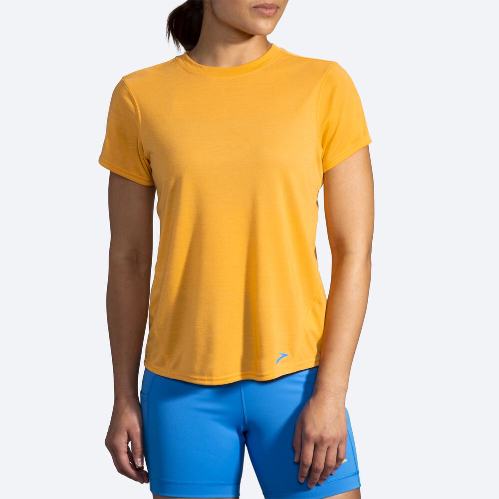 Brooks Distance Short Sleeve Női Póló Sárga | HU613258